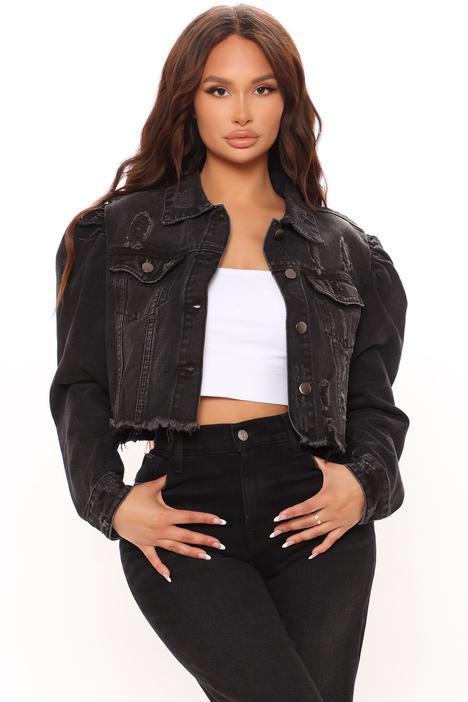Women Casual Denim Jackets - Ash Black 