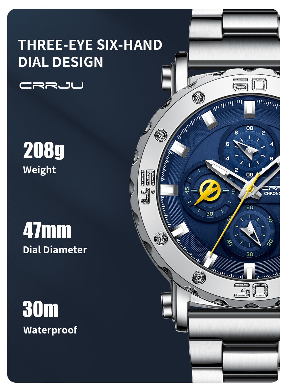 13plusads store CRRJU Watch for Men Top Brand Luxury Big Dial ...