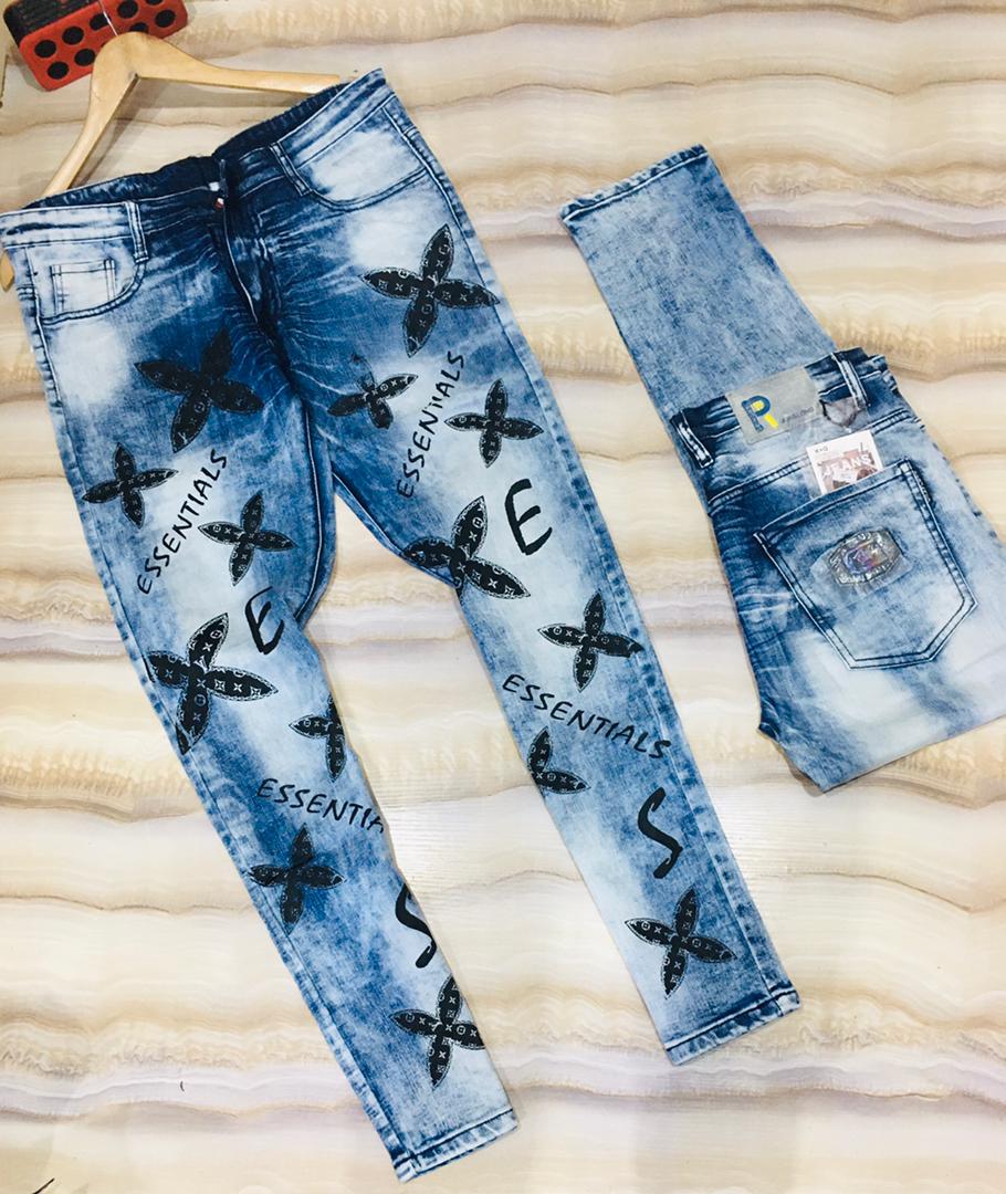 Essentials LV Design Men's Denim Jeans - Blue - Vasiti Wholesale Center